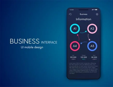 Mobile phone application for analytics. stock vector Illustrazione stock