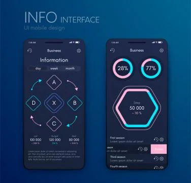 Mobile phone application for analytics. stock vector Illustrazione stock