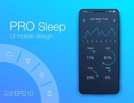 Mobile phone application for analytics. stock vector Illustrazione stock
