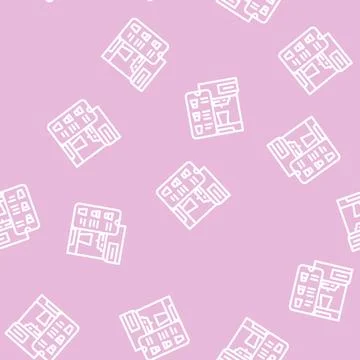 Mobile phone application for control coffee machine line seamless pattern mob Illustrazione stock