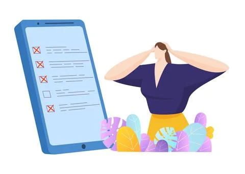 Mobile phone application to do list, failed schedule plan smartphone digital app Stock Illustration