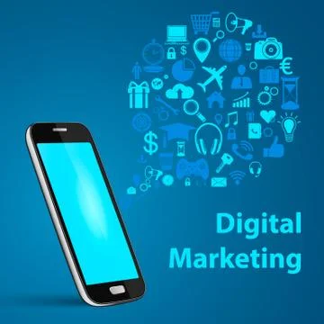 Mobile phone with application icon. Stock Illustration