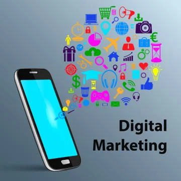 Mobile phone with application icon. Stock Illustration