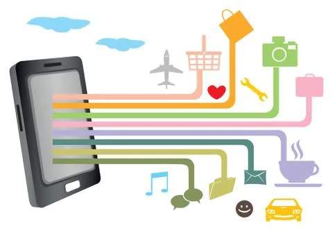 Mobile Phone Application Software and Network Technology Vector Illustration Stock Illustration