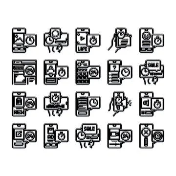 Mobile phone applications set for digital communication Stock Illustration