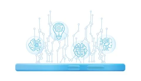 Mobile phone with Artificial Intelligence Stock Illustration