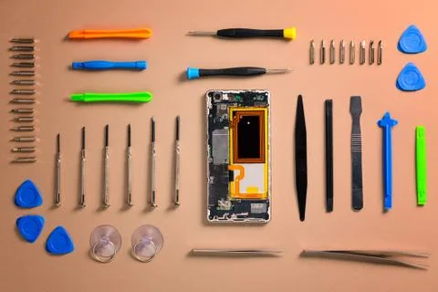 Mobile phone assembly Stock Photos