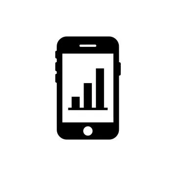 Mobile phone with bar chart analytics remote business icon Stock Illustration