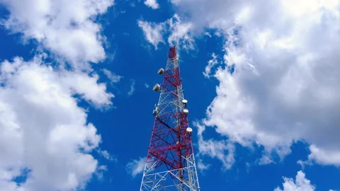 Mobile phone base station tower time lapse Stock Footage 144237725