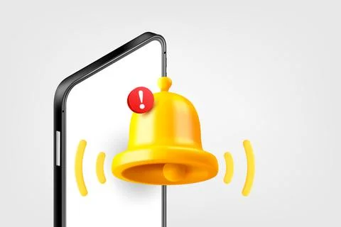 Mobile phone with the bell. 3d vector concept Иллюстрация