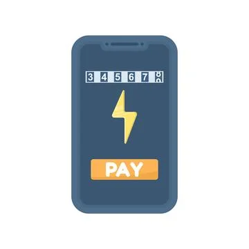 Mobile phone bill payment concept showing electricity invoice and smartphone Stock Illustration
