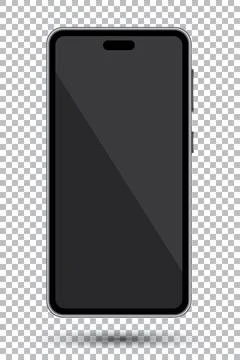 Mobile phone with black screen, vector telephone. Illustration on transapre.. Stock Illustration
