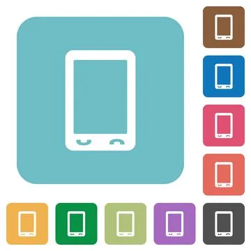 Mobile phone with blank display rounded square flat icons Stock Illustration