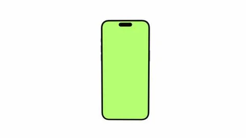 Mobile phone with blank green screen, front view, isolated on white background Stock Illustration