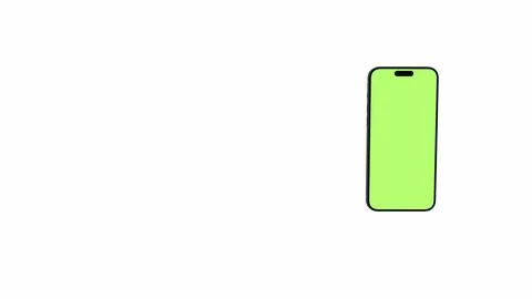 Mobile phone with blank green screen, front view, isolated on white background Stock Illustration