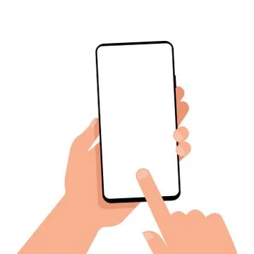 Mobile phone with a blank screen in hand. Mockup. EPS 10 Stock Illustration
