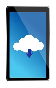 Mobile phone with blue cloud computing icon illustration design over white 스톡 일러스트