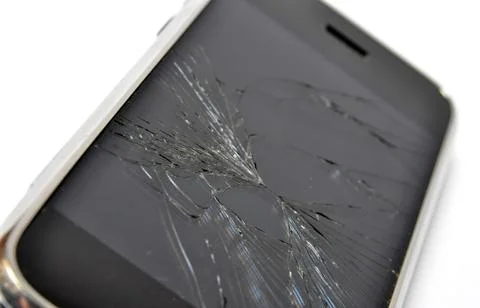 Mobile phone with broken screen Stockfoto's