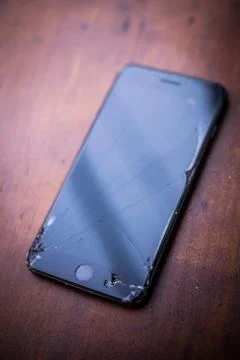 Mobile phone with broken screen Stock Photos