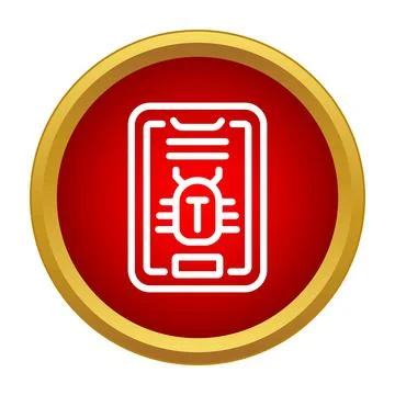 Mobile phone bug malware infection vulnerability icon Stock Illustration
