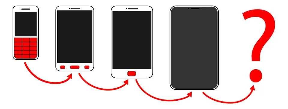 Mobile phone button evolution Stock Illustration