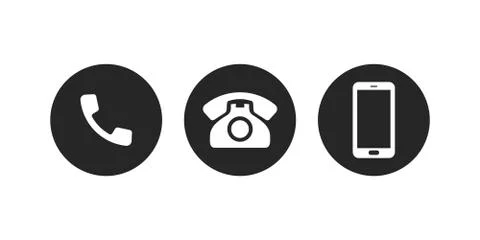 Mobile phone call vector icons. Telephone or smartphone call contact support  Illustrazione stock