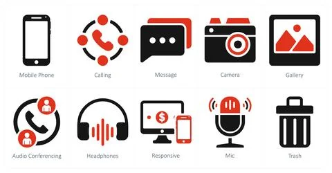 Mobile phone, calling, message Stock Illustration