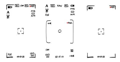 Mobile phone camera rec overlay pack in hand drawn doodle style isolated on Stock Illustration