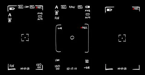 Mobile phone camera rec overlay pack in hand drawn doodle style isolated on Stock Illustration