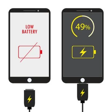 Mobile phone charging , flat design Stock Illustration