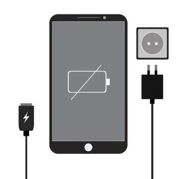 Mobile phone charging , flat design Stock Illustration