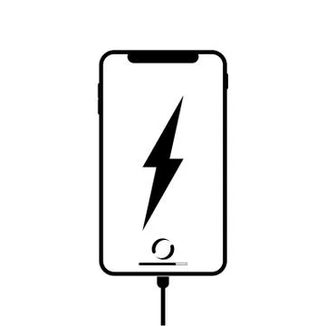 Mobile phone charging or mobile battery icon flat on isolated white backgroun Stock Illustration