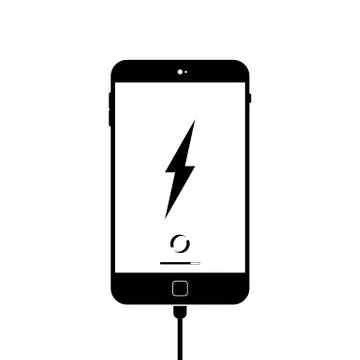 Mobile phone charging or mobile battery icon flat on isolated white backgroun Stock Illustration