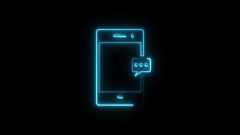 Mobile Phone with chat loading icon neon line animation Video stock 321062231