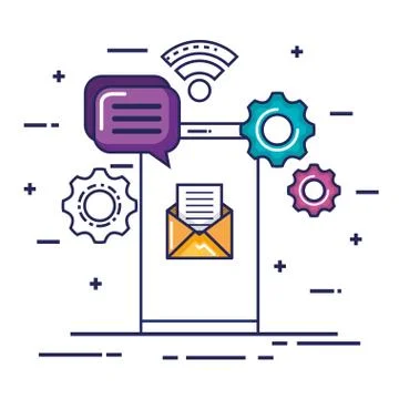 Mobile phone chat message bubble speech notifications Stock Illustration
