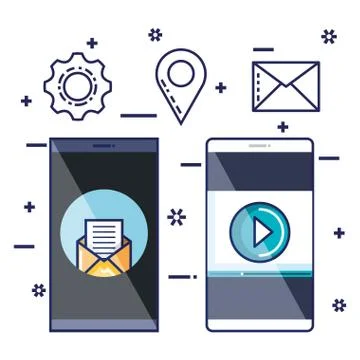 Mobile phone chat message bubble speech notifications Stock Illustration