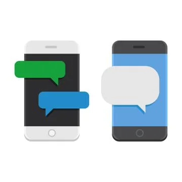 Mobile Phone with Chat Message Bubbles. Vector Stock Illustration
