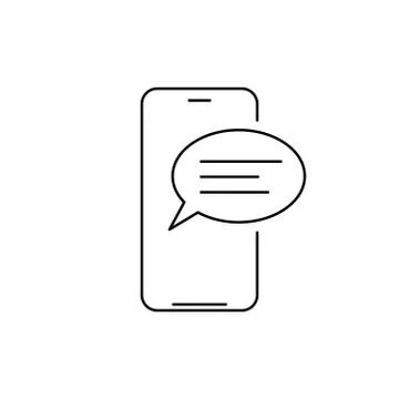 Mobile phone chat message line icon. linear style sign for mobile concept and Illustrazione stock