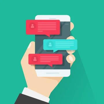 Mobile phone chat message notifications, chatting, concept of online talking Stock Illustration