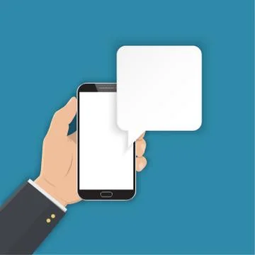 Mobile phone chat message notifications vector illustration isolated on color Stock Illustration