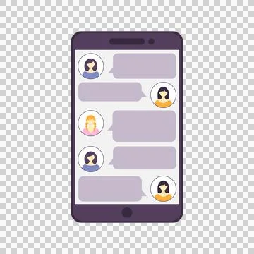 Mobile phone chat message vector illustration on transparent background. Cha Stock Illustration