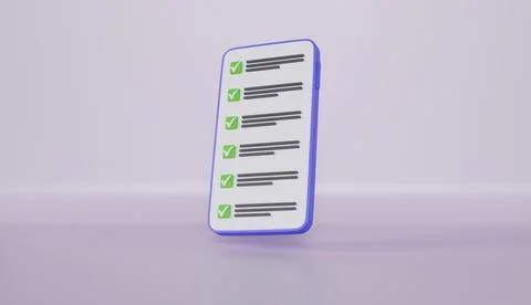 Mobile phone with Check mark, checklist app Tick on smartphone screen Stock Illustration