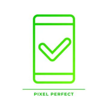 Mobile phone with check mark pixel perfect gradient linear vector icon Ilustração Stock