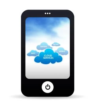 Mobile phone cloud services Stock Illustration