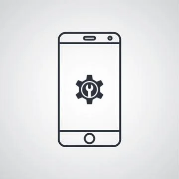 Mobile phone cog setting icon theme Stock Illustration