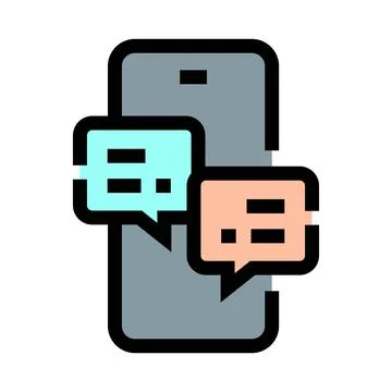 Mobile phone communicating with chat message bubbles online Stock Illustration
