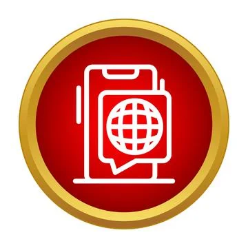 Mobile phone communicating global internet network icon 스톡 일러스트