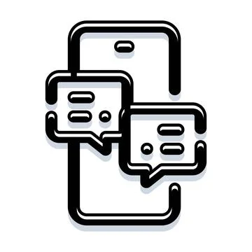 Mobile phone communicating via messaging application bubbles Stock Illustration