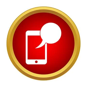 Mobile phone communicating with speech bubble simple icon Stock Illustration