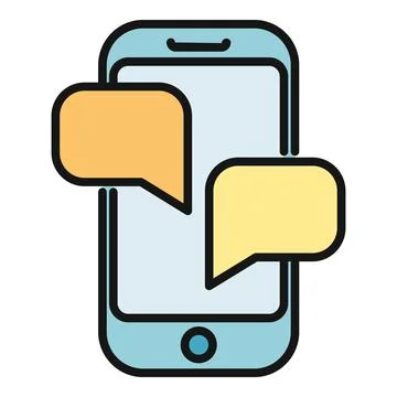 Mobile phone communicating with speech bubbles on screen Иллюстрация